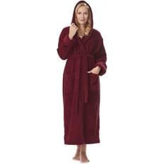 Red Robes Arus Women's Cotton Hooded Full Length Turkish Bathrobe