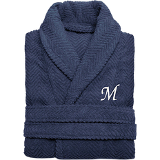 Blue - Women Robes Linum Home Textiles Herringbone Weave Bathrobe - Midnight