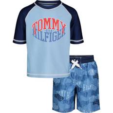 Tommy Hilfiger Boys Swimwear Children's Clothing Tommy Hilfiger 24M 2-Piece Rashguard Top And Short Swim Set White/navy