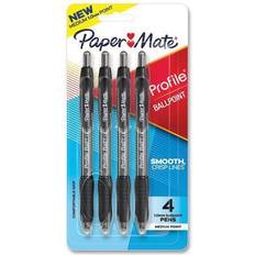 Black Ballpoint Pens Paper Mate Profile Ballpoint Pen, Medium Point, Black Ink, 4 Pack (2113558)