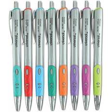 Silver Ballpoint Pens Universal Comfort Grip Retractable Gel Pen, 0.7mm, Assorted Ink, Silver Barrel, 8/Set