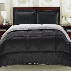 Textiles Swift Home Plush Reversible Micromink and Sherpa Bedspread Black (228.6x228.6)