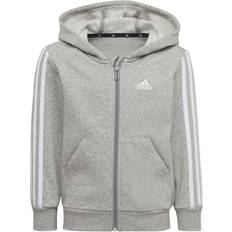 Adidas Essentials 3-stripes Zip Hooded Jacket - Medium Grey Heather/White (H65787)