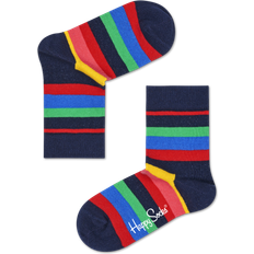 Happy Socks Kids Stripe Crew Sock - Navy/Red/Green/Blue/Yellow/Pink