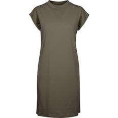 Build Your Brand Turtle Extended Shoulder Dress - Olive