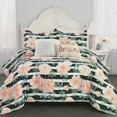 Lush Decor Amara Watercolor Bedspread Black, Pink (233.68x228.6cm)
