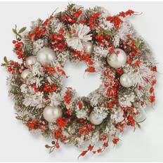 24" Christmas Wreath with Red & White Ornaments