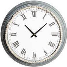 Ridge Road Décor Farmhouse Round Beaded Wall Clock in White Wall Clock 23"