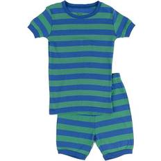 Stripes Pajamases Leveret Kid's Striped Shorts Pajama Set - Blue/Green