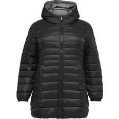 Only Curvy Long Quilted Jacket - Black/Black