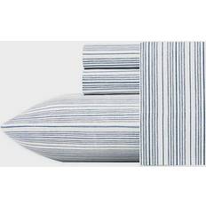 Nautica Beaux Stripe Bed Sheet White, Blue (259.08x228.6cm)