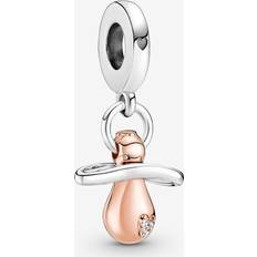 Rose Gold Charms & Pendants Pandora Baby Pacifier Dangle Charm - Silver/Rose Gold/Transparent