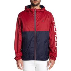 Tommy Hilfiger M - Men Rain Clothes Tommy Hilfiger Colorblock Hooded Rain Jacket - Red