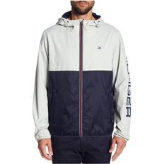 Tommy Hilfiger Men Rain Clothes Tommy Hilfiger Colorblock Hooded Rain Jacket - Ice