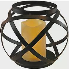 Lanterns Large Black Intertwined Metal Lantern with LED Candle Lantern