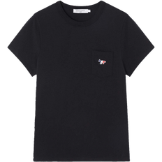 6XL - Woman T-shirts Maison Kitsuné Tricolor Fox Patch Classic Pocket T-shirt Unisex - Black