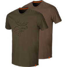 Härkila Graphic T-Shirt 2-Pack - Willow Green/Slate Brown