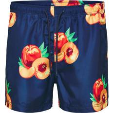 Selected Homme Badeshorts i marineblåt ferskenprint Insignia-blå