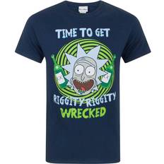 Rick And Morty Mens Riggity Riggity Wrecked T-Shirt (Blue)