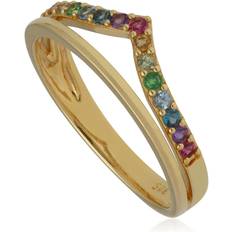 Rainbow Wishbone Style Ring in Plated Sterling