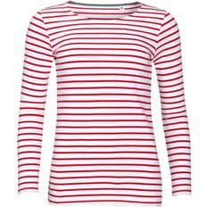 SOLS Womens/Ladies Marine Long Sleeve Stripe T-Shirt (White/Navy)