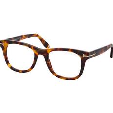 Tom Ford Shiny Blonde Havana Square Blue Light Glasses, 50mm Havana