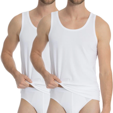 Elastane/Lycra/Spandex - Men Shapewear & Under Garments Calida Men's Natural Benefit Sports Tank Top (Pack of 2) (Weiss 001)