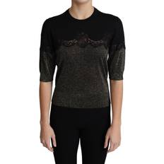 Cashmere Bluser Dolce & Gabbana DG Shiny Lurex Lace Insert Pullover Top