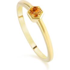 Gemondo Honeycomb Inspired Citrine Solitaire Ring in 9ct