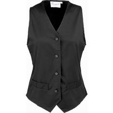 Cotton - Women Vests Premier Womens/Ladies Hospitality Waistcoat Catering Barwear (Black)