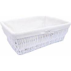 Baskets (WHITE, XSMALL) Wider Shallow Wicker Storage Hamper Basket