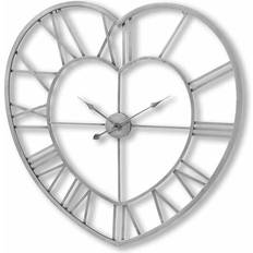 Fait Main Horloges Hill Interiors Silver Heart Skeleton Horloge murale 89cm