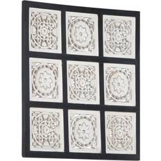 Mdf panel vidaXL Decorative Panel with Hand-Carved Design Black Väggdekor 39.9x39.9cm