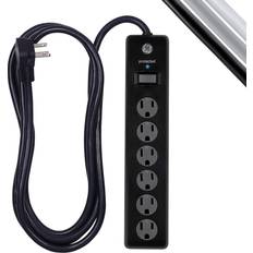 GE 6 Outlet Surge Protector, 10 Ft Cord, Black, 37442