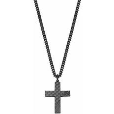 Black Necklaces s.Oliver Chain with pendant Carbon Men Sets, cm, Black, Cross, Comes in jewelry gift box, 2022635