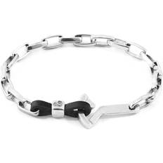 Anchor & Crew Coal Frigate Anchor and Flat Leather Bracelet