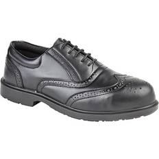 Snøring - Unisex Lave sko grafters Mens Uniform Perforated Leather Non-Metal Safety Shoes (8.5 UK) (Black)