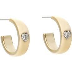 Fossil Ladies Sutton Valentine Heart Gold-Tone Stainless Steel Hoop Earrings