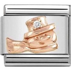 Nomination Composable Classic Link Snowman Charm - Silver/Rose Gold/Transparent