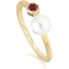 Ruby Rings Gemondo Modern Pearl & Ruby Open Ring in 9ct