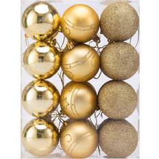 Christmas Baubles 24Pcs Set Gold Weihnachtsbaumschmuck