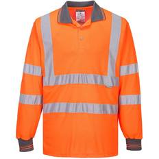 Yellow Polo Shirts Portwest Hi-Vis Long Sleeved Polo (Yellow)