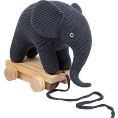 Smallstuff Legetøj Smallstuff Pull Along Elephant Knitted Dark Denim