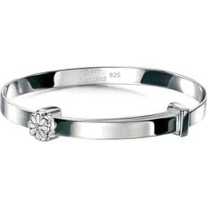 D For Diamond Daisy Baby Bangle - Silver/Diamond