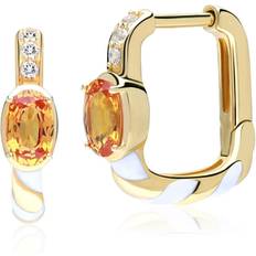 Sapphire Earrings Gemondo Siberian Waltz Topaz & Sapphire Square Hoop Earrings in 9ct