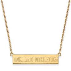 LogoArt Women's Oakland Athletics Gold-Plated Sterling Bar Necklace