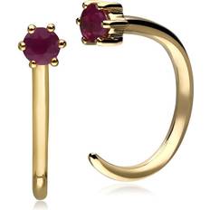 Ruby Jewellery Gemondo Pull Through Hoop Earrings - Gold/Red