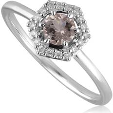 Gemondo 9ct 0.556ct Morganite & Diamond Halo Hexagon Ring