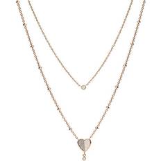 Fossil Damen Halsketten Fossil Folded Hearts Ladies Double Chain Necklace JF03648791