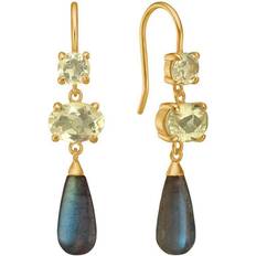 Carre Earrings - Gold/Topaz/Black